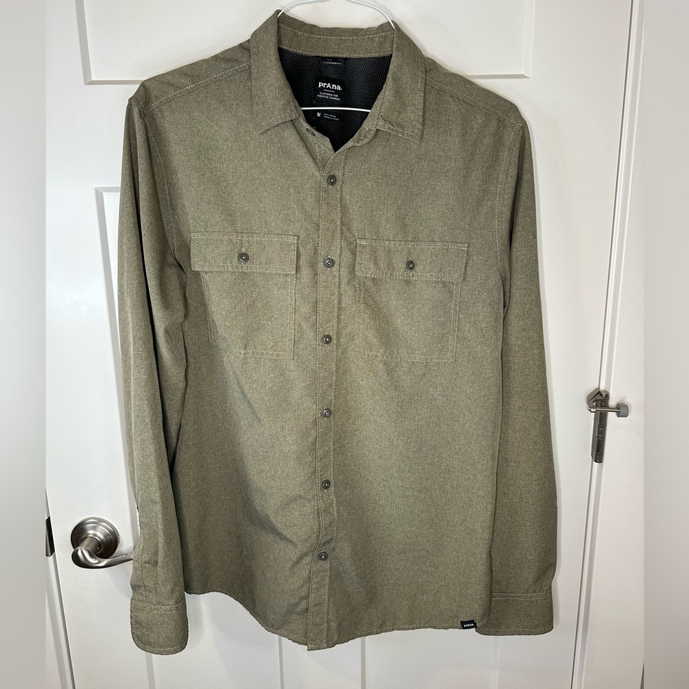 prAna Lost Sol Long Sleeve Shirtโ โ Menโs Medium, Green Heather